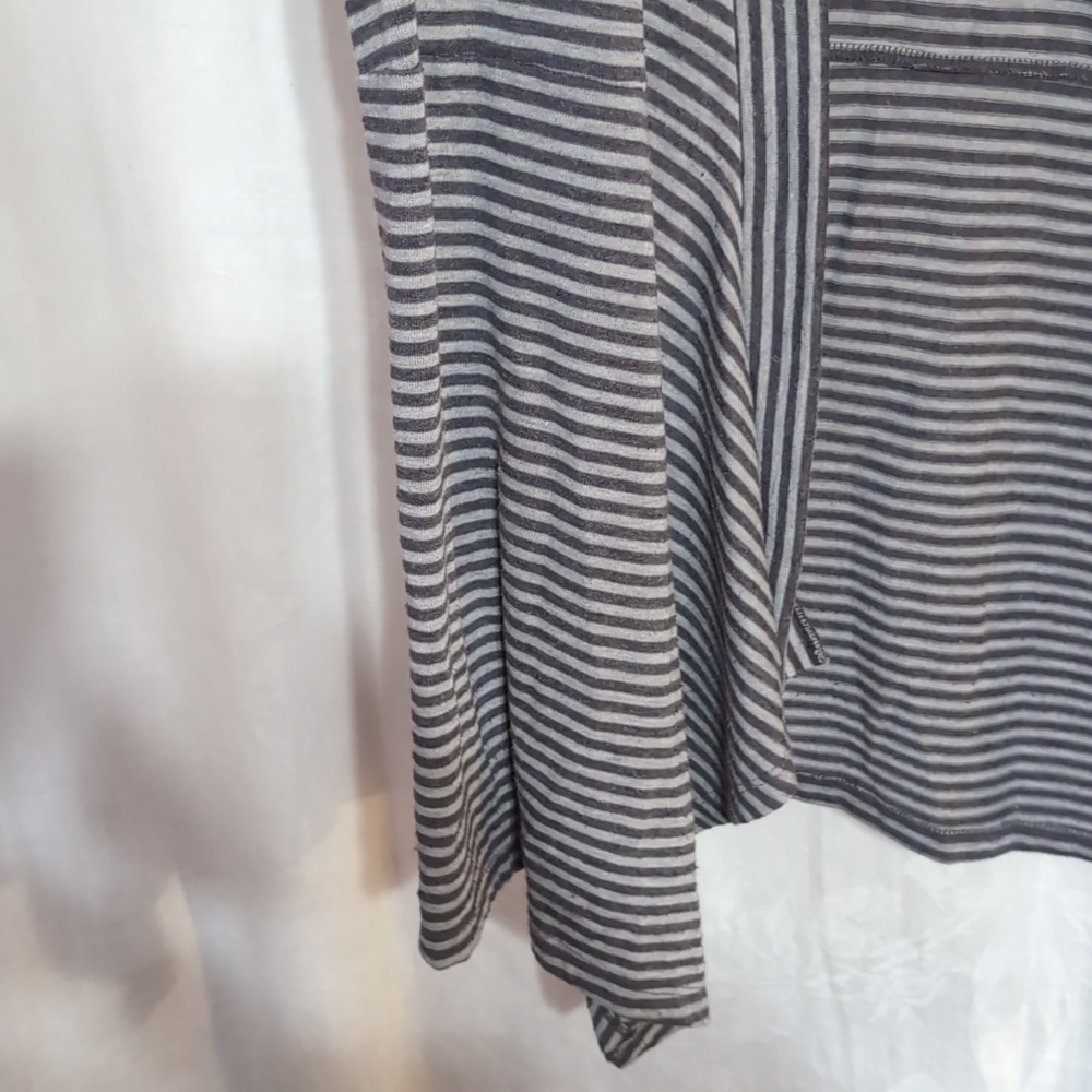 Carolyn Taylor Grey Black Striped Open Front Cardigan Size Large - Picture 4 of 5